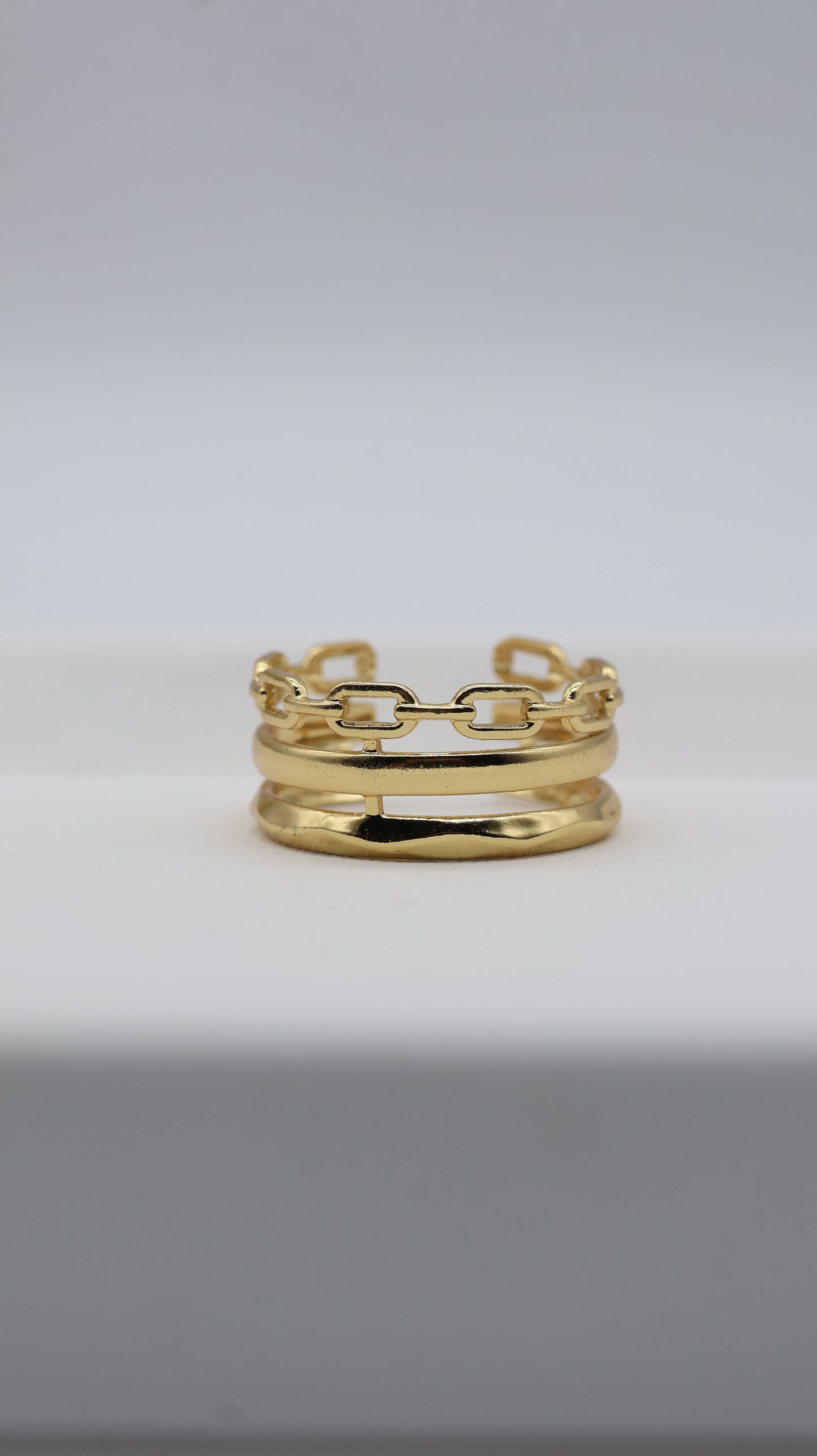 Gold Chain Layered Adjustable Ring for Women