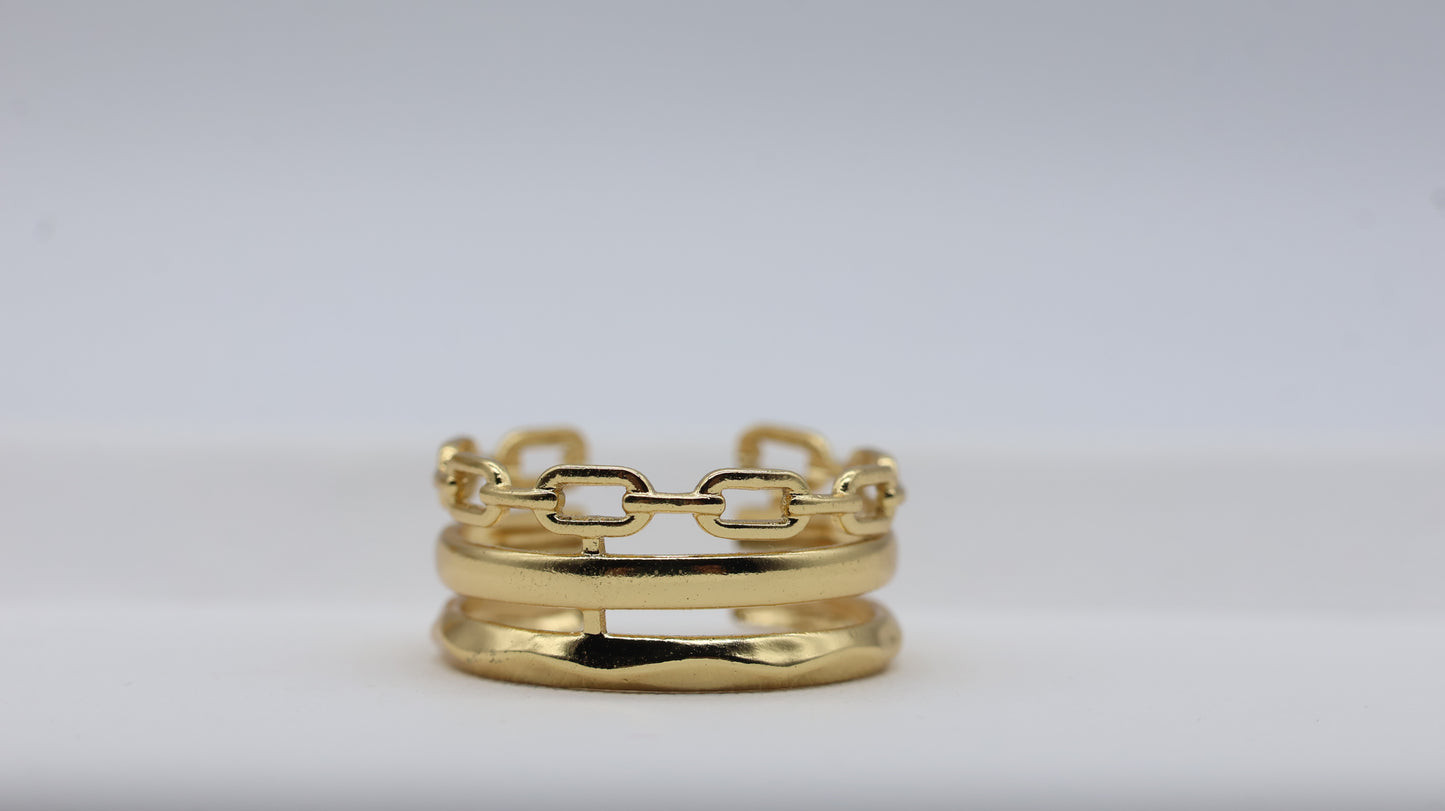 Gold Chain Layered Adjustable Ring for Women