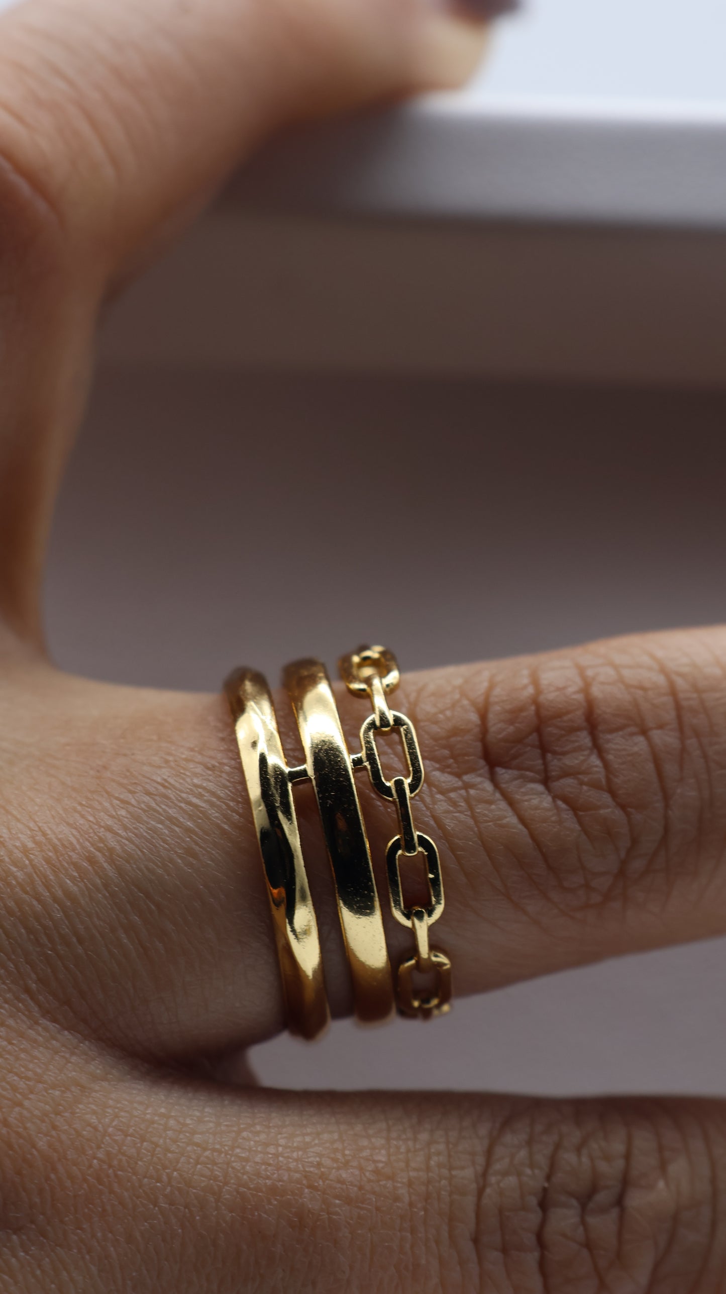 Gold Chain Layered Adjustable Ring for Women