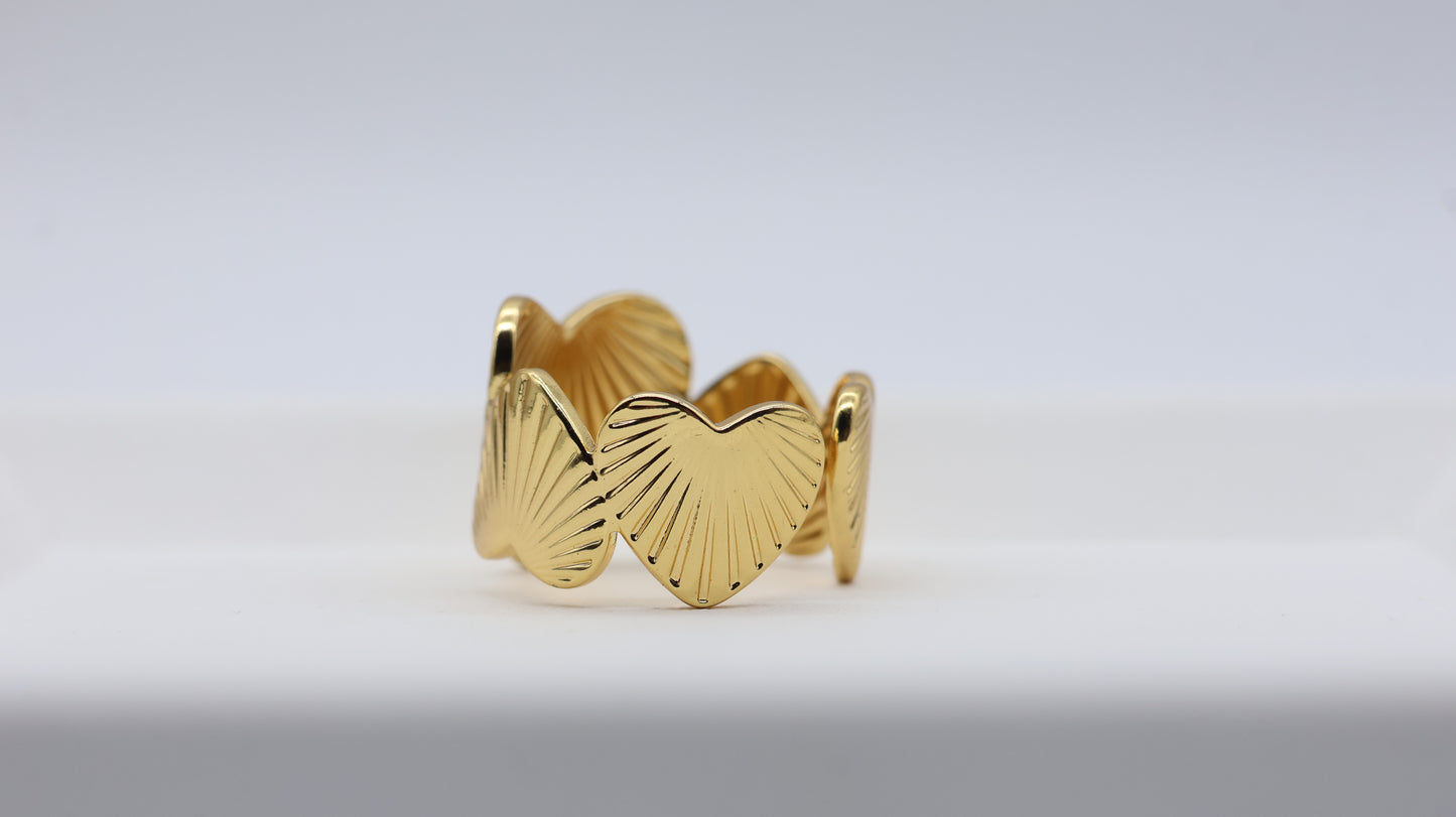 Golden Heart Statement Ring for Women