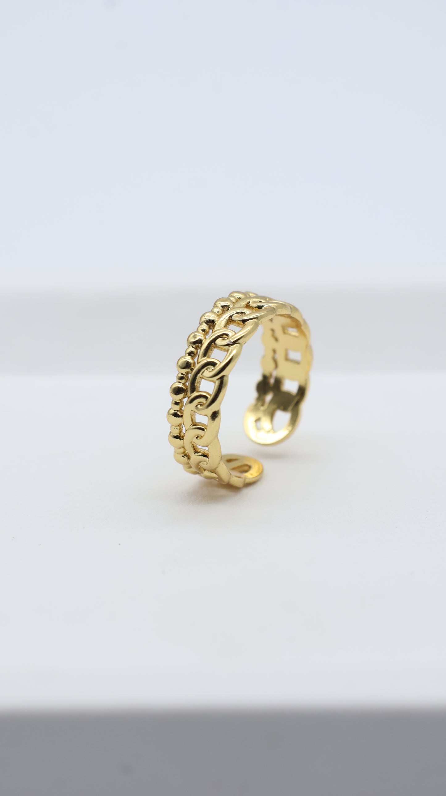 Golden Chain & Beaded Statement Ring for Women