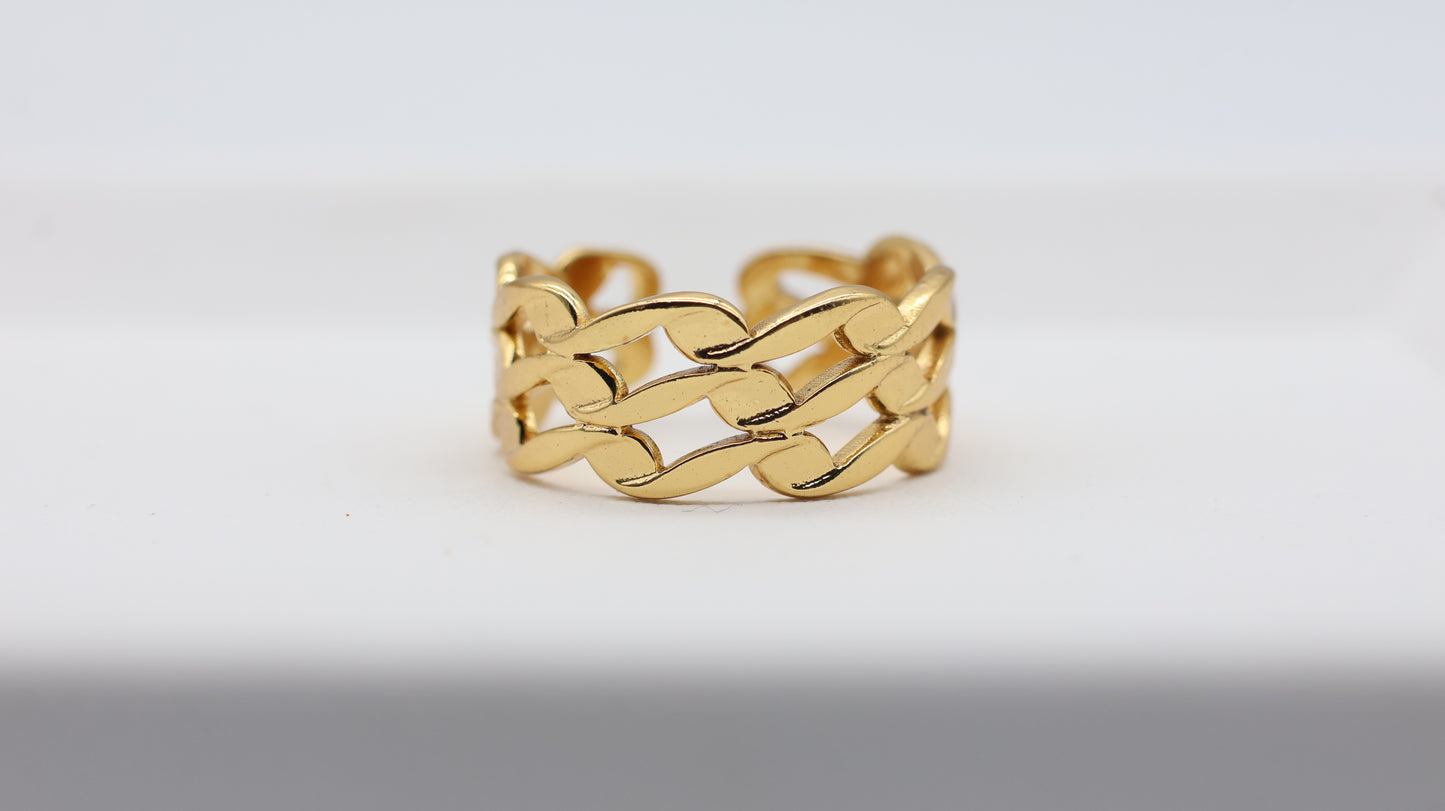 Triple Chain Gold Statement Ring for Women