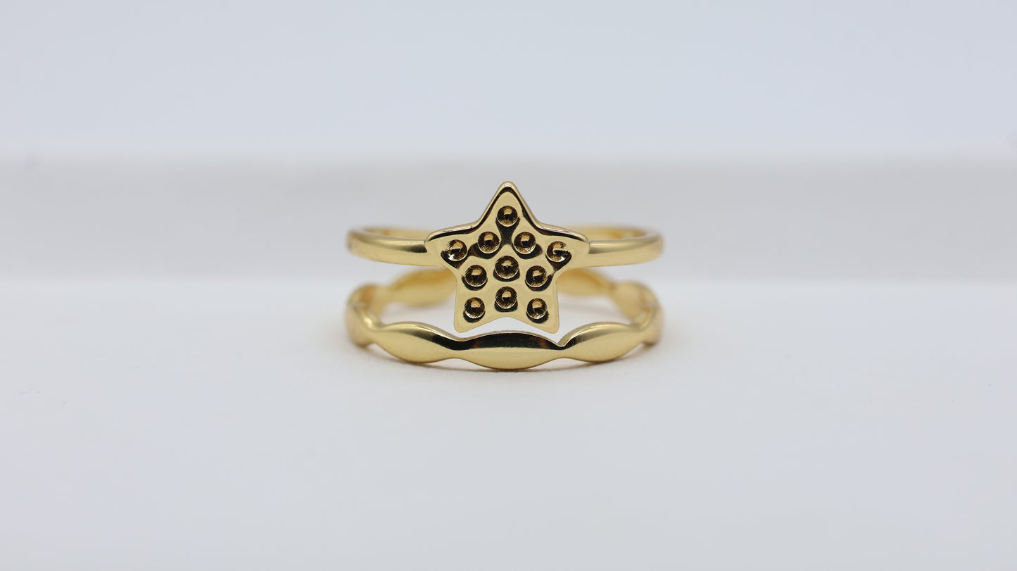 Twinkle Star Gold Adjustable Ring for Women