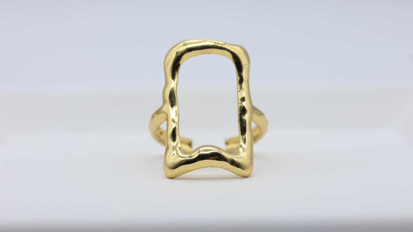 Abstract Geometric Gold Statement Ring for Women