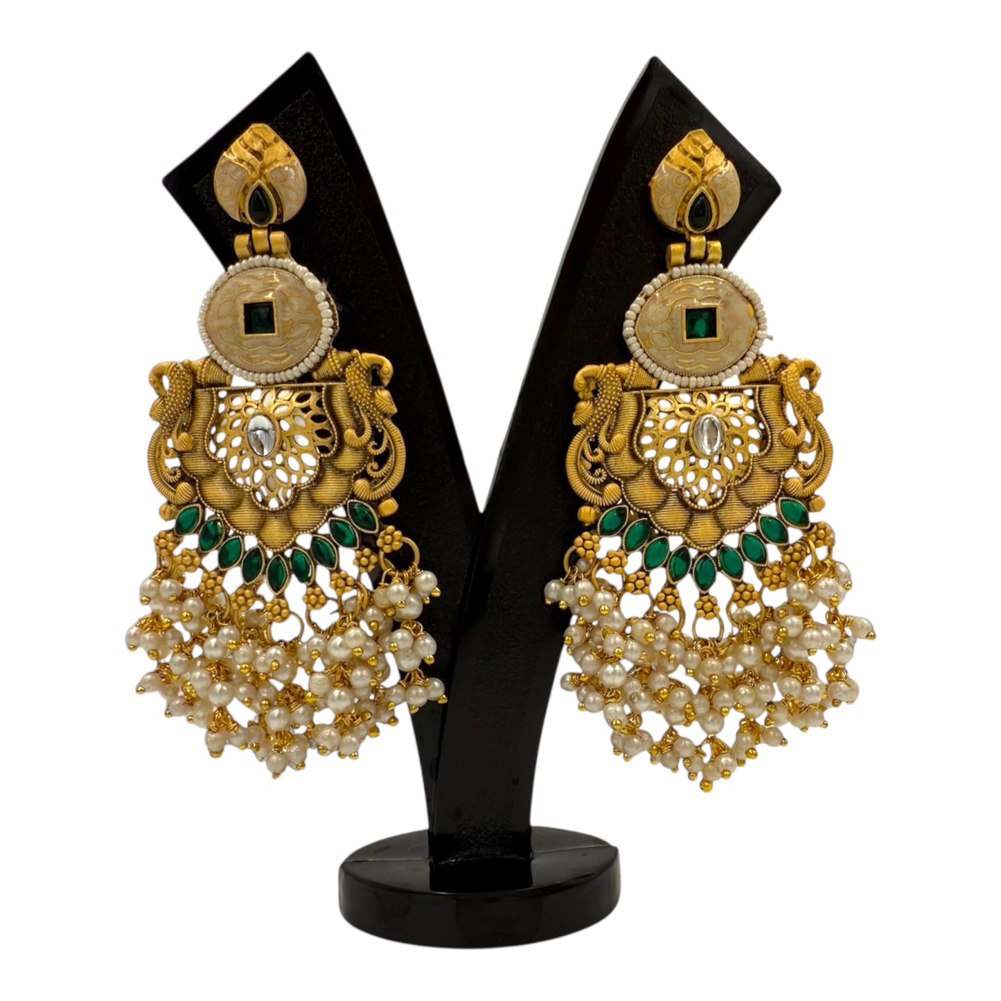 Zehra Royal Emerald Pearl Chandeliers