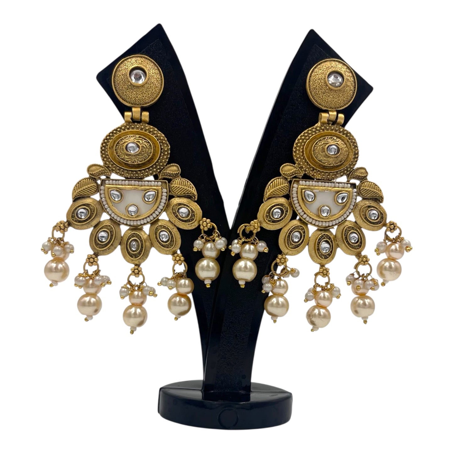 Rajwada Ivory Pearl Statement Chandeliers