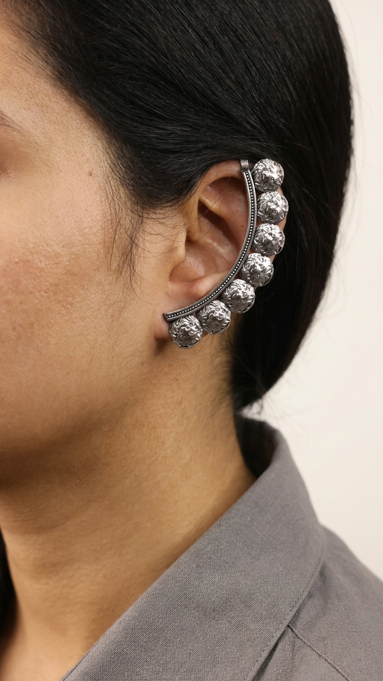 Oxidised Minimal Ear Climber Cuff for Women