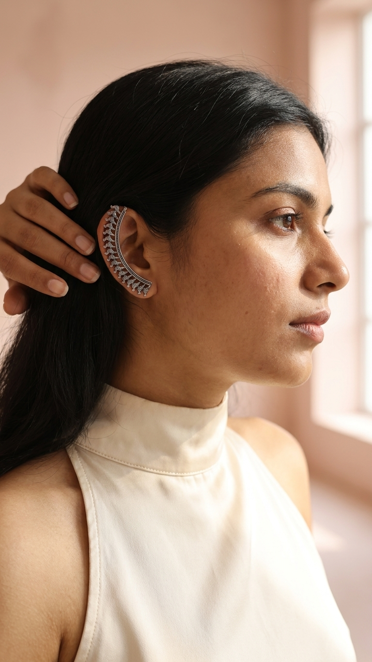 Oxidised Full Ear Climber Cuff for Women