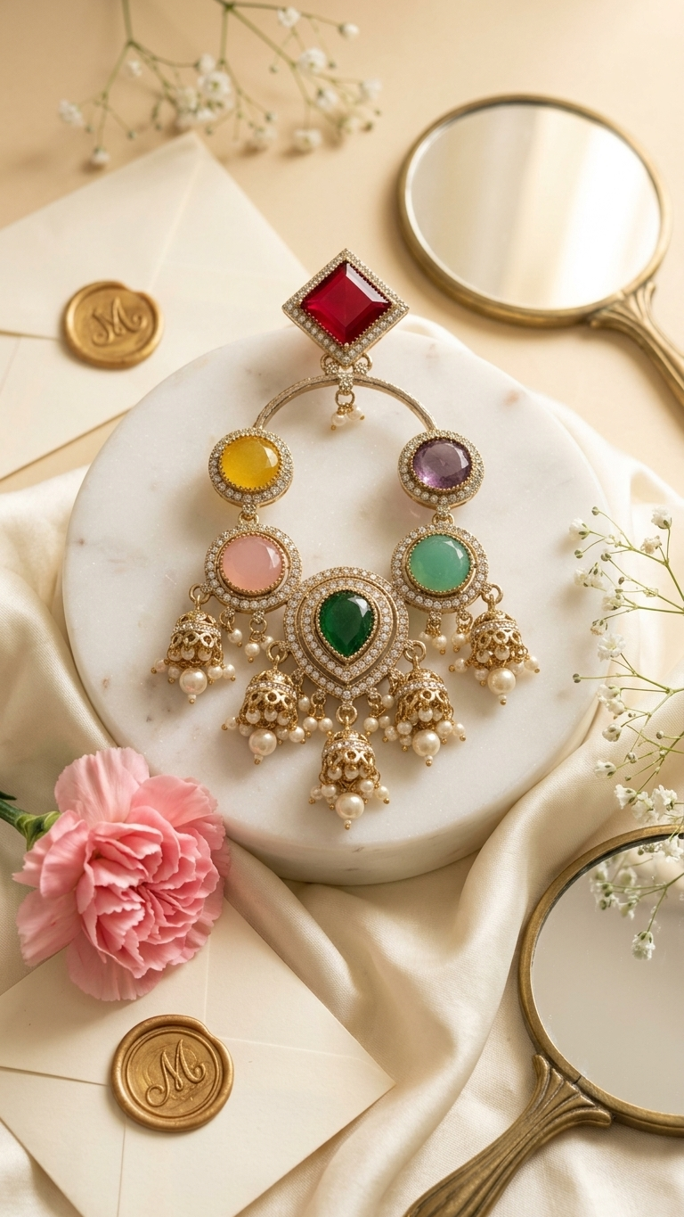 Multicolor Chandbali Statement Earrings for Women
